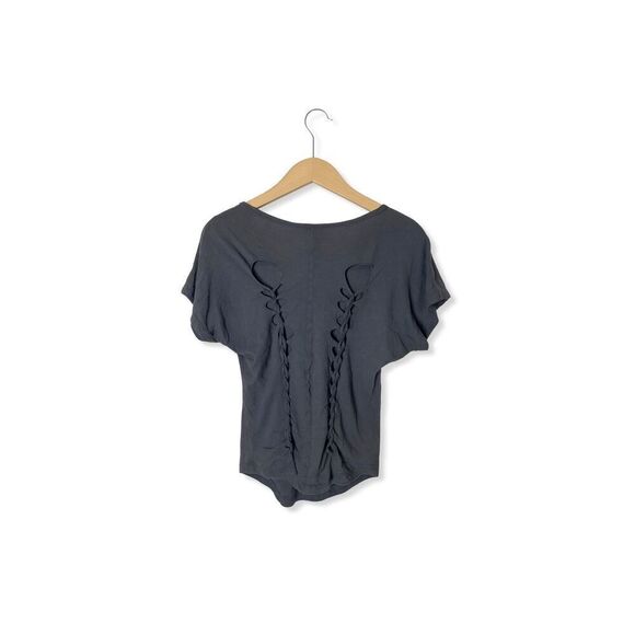 Forever 21 Gray Floral Beaded Cutout Back T-Shirt SZ M - Picture 4 of 5